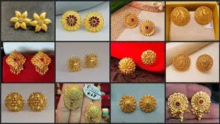 Daily Wear Gold Earrings | Gold Tops Earrings Design | 22k Gold Tops Earrings