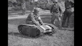 American medic rides a Goliath tracked mine