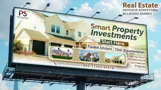 Real Estate Outdoor Advertising Billboard Design In Photoshop | Hoarding Design | Billboard Design