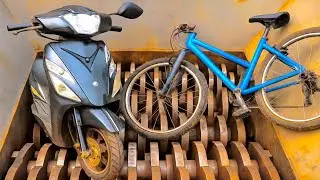 Most Insane Metal Shredder! Shredding Scooter, Bicycle and Metal things