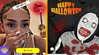TROLLING PEOPLE ON THE MONKEY APP WITH MY CREEPY MASK 🤡 CRAZY REACTION 