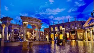 [4K] Caesars Palace Forum Shops | Atlantis Show | Silent Walking Quick Tour