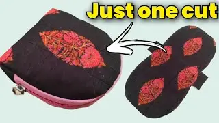 SUPER EASY😍 Cute mini purse cutting and stitching / Pouch making at home/Zipper pouch/ Clutch #diy 