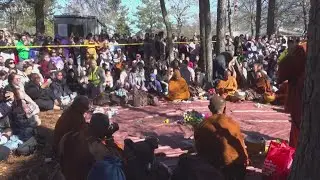 Buddhist monks greeted by large crowd during peace walk into Blythewood