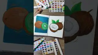Kiwi Cocono Drawing 🥝🥥 #fruit #doodle #art #realism #traditionalart #summer #viralvideo #shorts