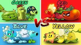 PvZ2 Battlez - 4 COLOR Teams (Green x Red x Blue x Yellow) - Which Team Plant Will Win? - Wizard