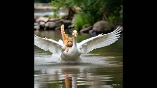 #PetStories #FriendshipGoals #AnimalTales  #PetLove #AnimalFriendship #cat  #goose #duck /metaAI