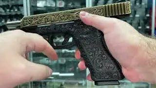 Страйкбольный пистолет WE Glock-34 Gen.3 Bronze с гравировкой (WE-G008 BOX-FP)
