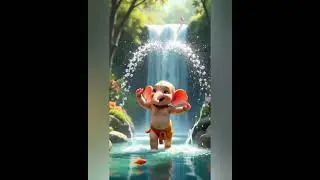 🙏🐘Ganesh Playing with water falls 🙏 #field #bappa #cute #trending#viralvideo#fun#dj#djremix HD 4K