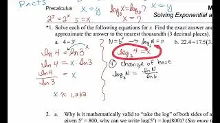 Exponential and Logarithmic Equations (applications) Mod 4.9i (precalculus)