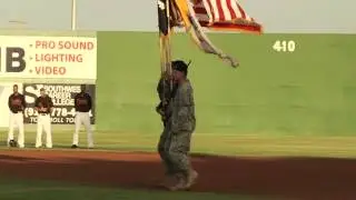 2nd Brigade color guard at Diablos baseball game