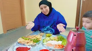 فطور خفيف انا والولاد وعملت تبوله #ميدوالحلبيه