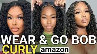 🔥AMAZON BEST WEAR & GO BOB CURLY DEEP & WATER WAVE  HUMAN HAIR LACE FRONT WIG |LACE WIG COMPILATION
