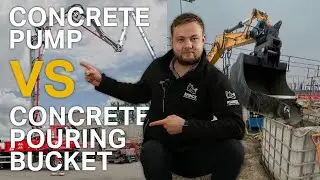 CONCRETE PUMP VS EXCAVATOR CONCRETE POURING BUCKET