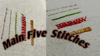 Five Main Hand Embroidery Stitches 🪡 For beginners Embroidery tutorial! Basic stitches for beginners