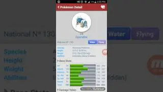 Pokeinfo app showing