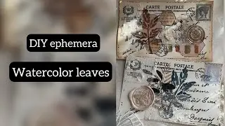 Postcard ephemera - Faux watercolor leaf paint