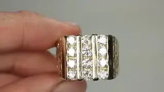 Heavy Round Diamond Cluster Men's Gold ring