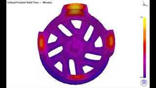 Wheel permanent mold casting simulation - Critical Fraction Solid Time evolution