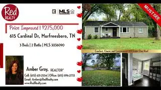 Murfreesboro 3BR Near Campus Price Improved to $275,000 Tour Inside at 615 Cardinal Dr