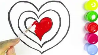 Glitter Heart Coloring and Drawing for Kids, Toddlers