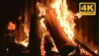 Burning Large Logs: A Close-Up Fireplace Ambiance [4K, 1 Hour]