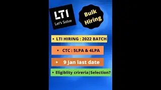 LTI's Tech Hunt| Bulk Hiring | Selection process| Eligiblity Criteria?|2022 Batch| EASY PLACEMENT.