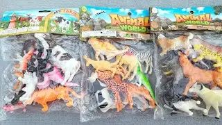 Plastic Animals Toys Unboxing Spinosuars Dinosaurs Rhinoceros Leopard Tiger Lion Sheep Giraffe Bear
