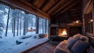 Cold Wind Beyond the Cabin, Fire Breathing Inside | Night Calm 🔥❄️