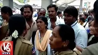 Contract Employees Protest In Front OF ESI Hospital, Demands For Pending Salaries | V6 News