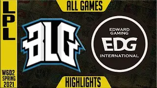 BLG vs EDG Highlights ALL GAMES | LPL Spring 2021 W6D2 | Bilibili Gaming vs Edward Gaming