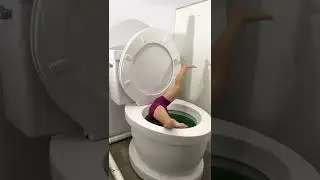 Going Under in Worlds Largest Toilet Green Pool HANDSTAND Attempt #shorts