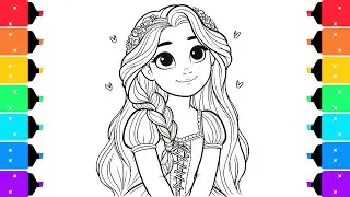 Coloring Disney Princess Rapunzel Coloring Pages | Markers