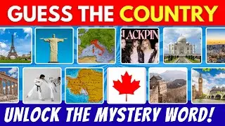 Guess The Country | 25 Countries Quiz - Family Friendly General Knowledge Quiz_UNLOCK MYSTERY WORD!