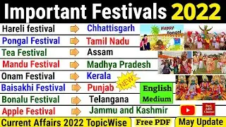 Important Festivals of India 2022 | All State Festivals Tricks | Indian Art &Culture | GK in English