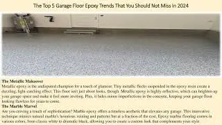 The Top 5 Garage Floor Epoxy Trends That You Should Not Miss In 2024