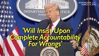 Donald Trump demands 'accountability' for his pursuers at Justice Department speech