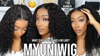 The Truth about SWISS LACE vs HD LACE! | Real Swiss Lace Burmese Curls Wig ft MyUniwig