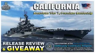 World of Warships:  USS California, American, Tier-7  Premium Battleship