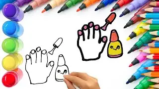 How To Draw cute Nail Polish Drawing, Painting & Coloring For Kids and Toddlers_ Child Art 🐋🌈🎨