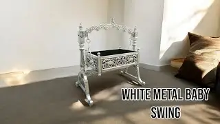 White Metal Baby Swing Cradle  #woodencarved #babyswing #bestbabyswing #carvedwoodfurniture #swing