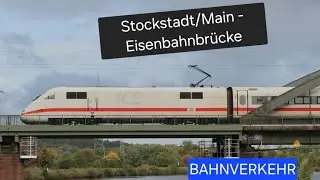 Reger Zugverkehr &uuml;ber Mainbr&uuml;cke am 05.10.2025 &ndash; ICE Umleiter in Stockstadt