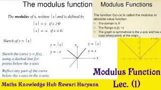 Lec. 1 : Modulus Function (Absolute Value Function), How can we draw graphs of modulus Functions