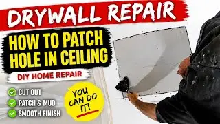 DRYWALL PATCHING DIY tutorial, step-by-step process of repairing drywall after plumbing work