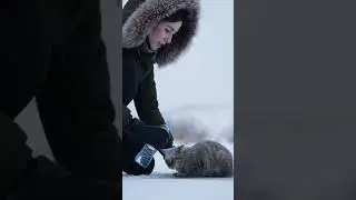 Frozen Cat Saved by Kindness ❄️🐱#FrozenCat#CatRescue#KindnessMatters#AnimalRescue#EmotionalShorts