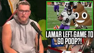 Pat McAfee Reacts To Rumors Lamar Jackson Went To Poop Midgame