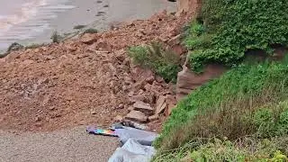 Bank Holiday beach horror as cliff falls at Ladram Bay