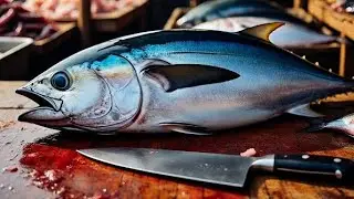 Everyday of My Life ❗🔥 Exploring Sorong Fish Market live broadcast of yellowfin tuna cutting