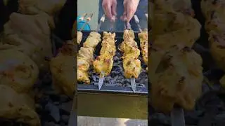 Grilled Chicken Kabob #grilling #charcoal #outdoorcooking #foodie #cooking #skewers #mangal #juicy