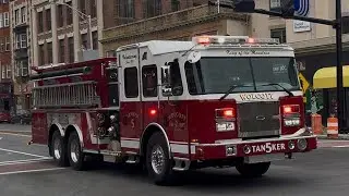 Wolcott Volunteer Fire Department Tanker 5 responding in Waterbury, CT